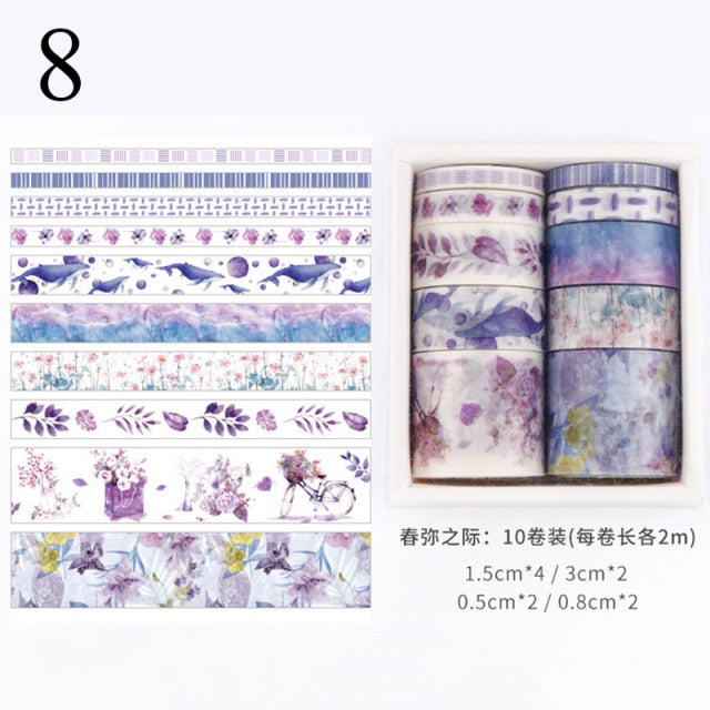 10 Piece Japanese Washi Tape Set