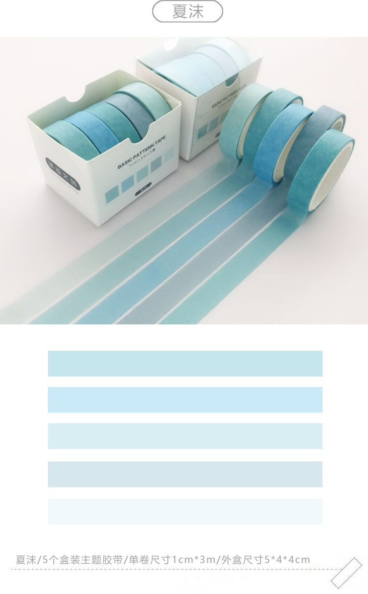 Blue-Green Patterned Washi Tape Set