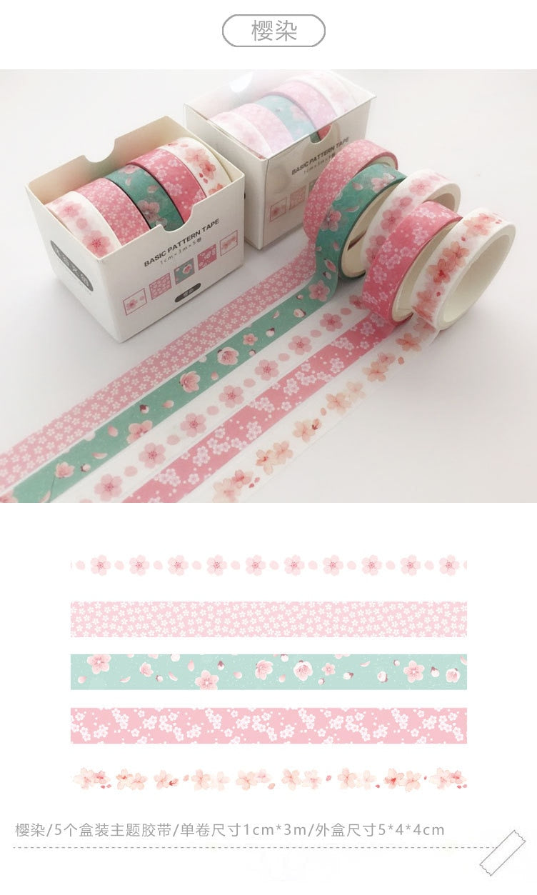 Blue-Green Patterned Washi Tape Set