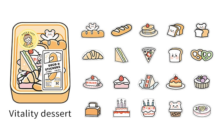 Kawaii Food Stickers (6 designs)