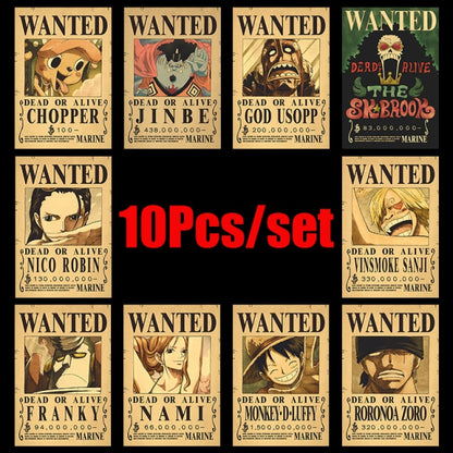 10 Piece Set One Piece Wanted Stickers