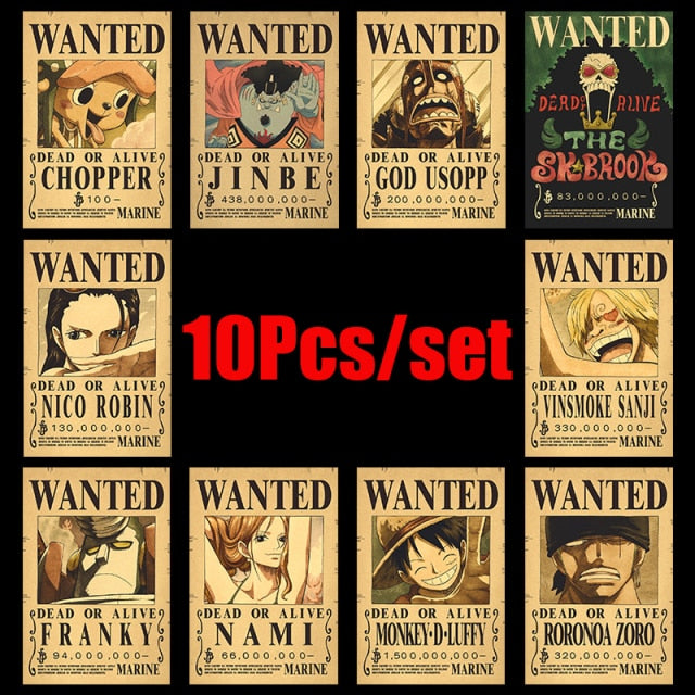 10 Piece Set One Piece Wanted Stickers – Fudan Stationery Store