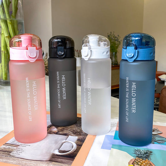 Transparent Plastic 'Hello Water' Water Bottle